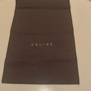 Celine Foldover Dust Cover Bag Dark Brown With Logo Front Travel Storage Luxury